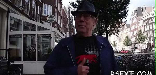  Horny old stud takes a tour in amsterdam&039;s redlight district